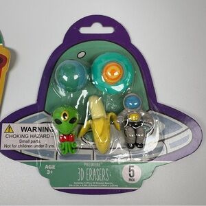 3D Pencil Erasers 5 Pack Space Theme
